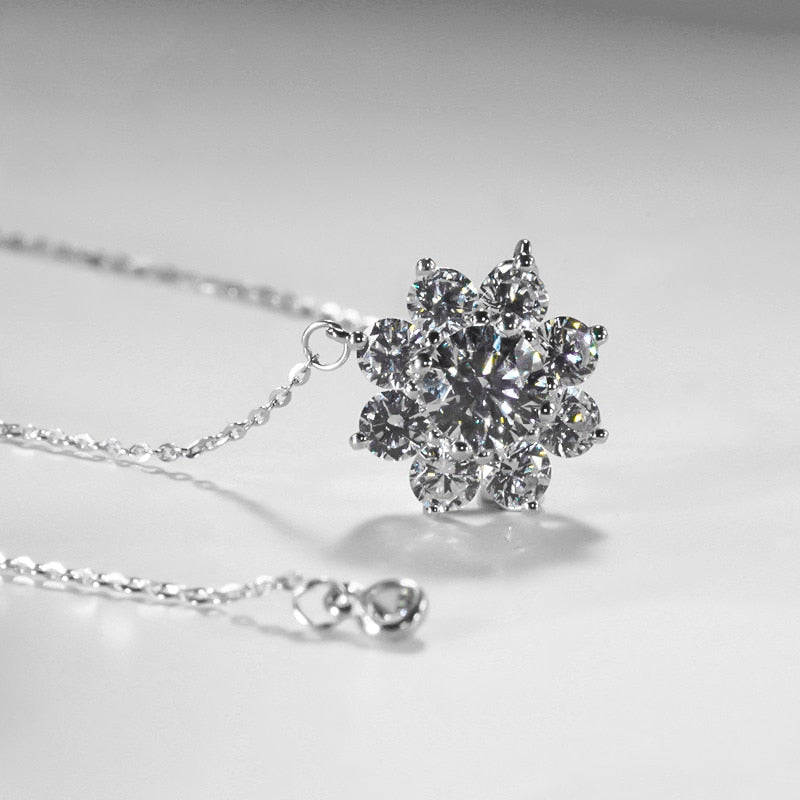 Lotus Flower Moissanite Diamond Necklace
