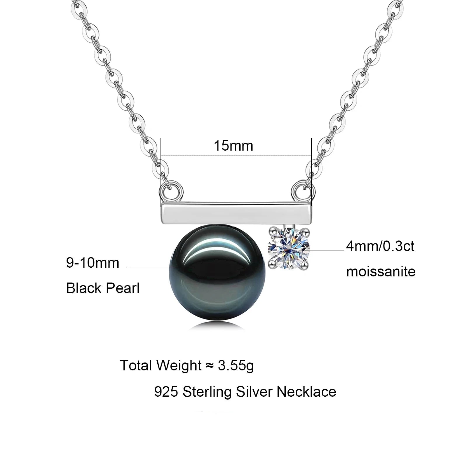 Holloway Jewellery US Tahitian Black Pearl Moissanite Diamond Necklace