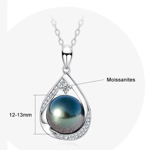 Holloway Jewellery NZ Tahitian Black Pearl Moissanite Diamond Pendant Necklace