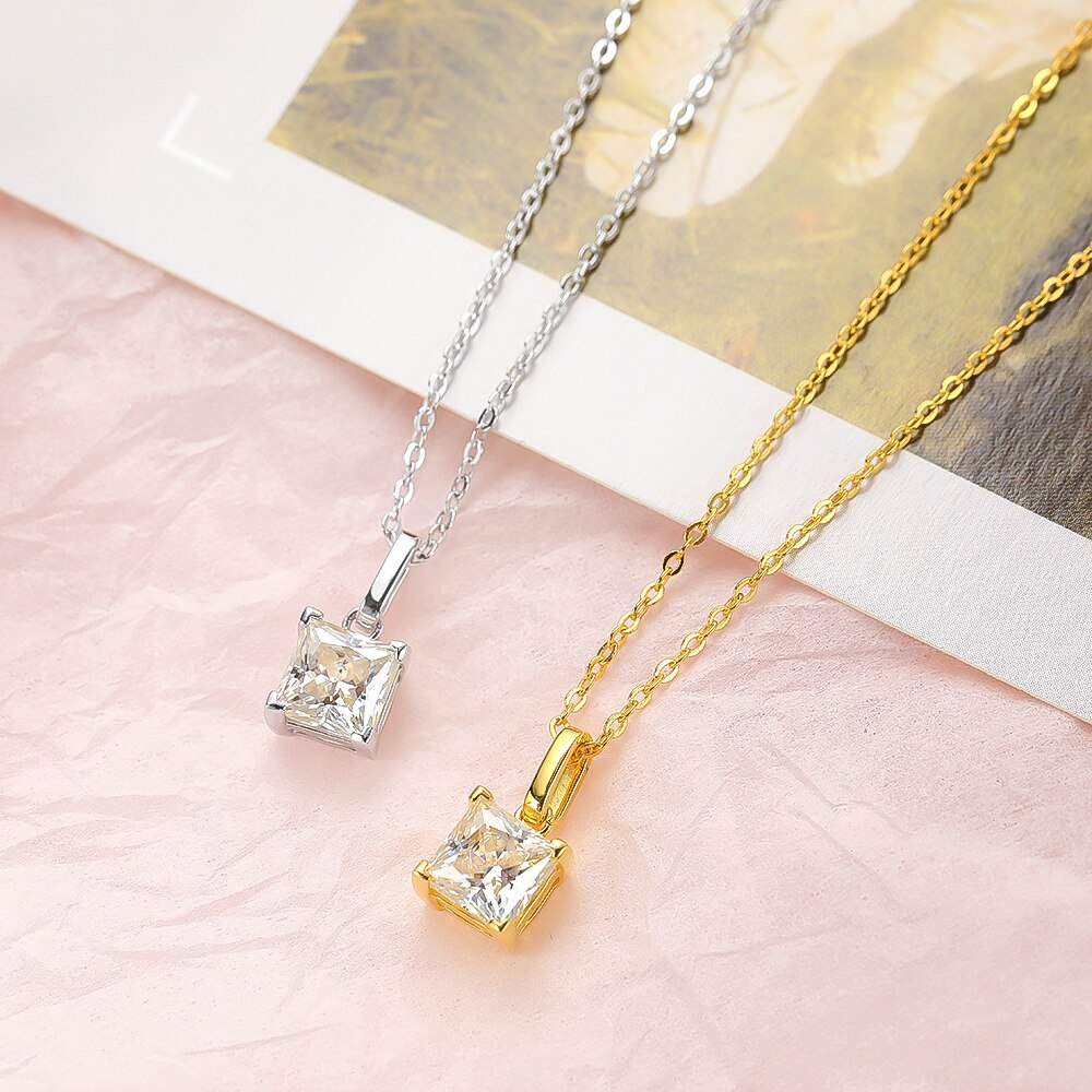 Moissanite Diamond Princess Cut Necklace Holloway Jewellery NZ