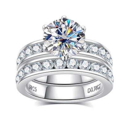 3ct Moissanite Diamond Engagement Ring Set Sterling Silver