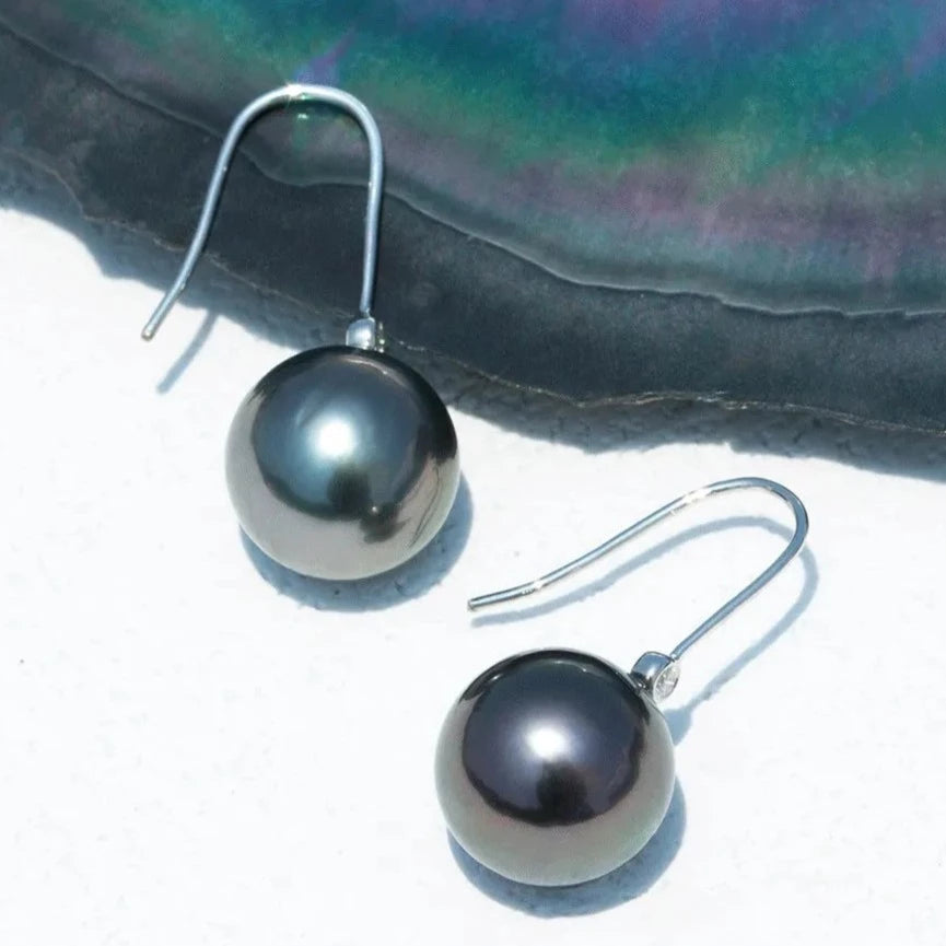 Black Pearl Moissanite Drop Earrings