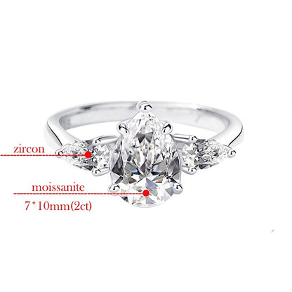 Pear Shape Moissanite Diamond Engagement Ring