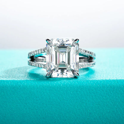 8 Carat Emerald Cut Moissanite Diamond Ring