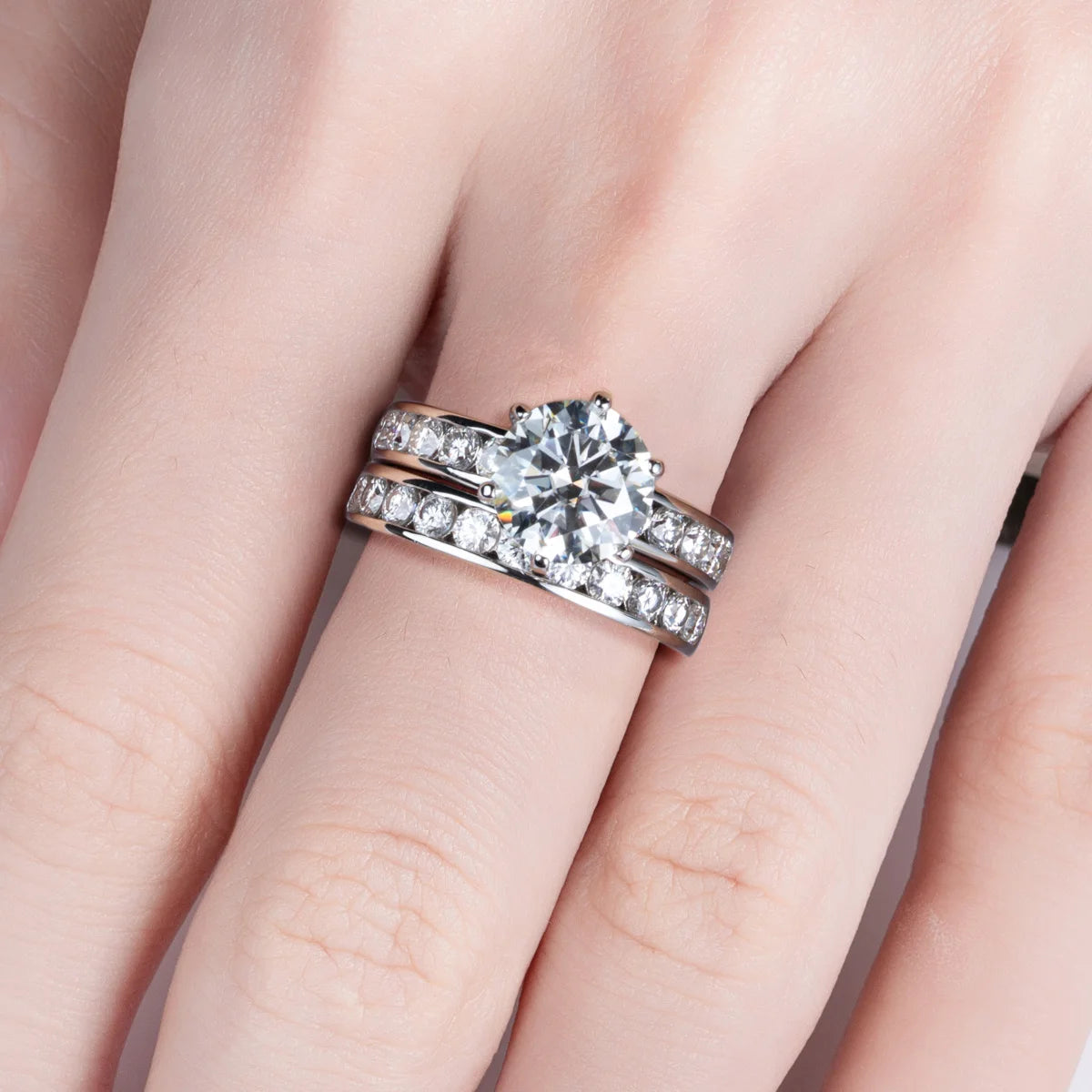 Moissanite Diamond Ring Set Free Shipping UK
