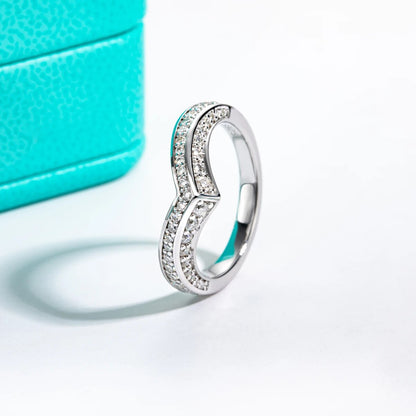Moissanite Diamond V Shape Wedding Ring