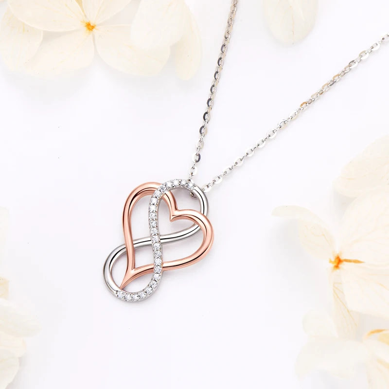 Moissanite Diamond Heart Infinity Pendant Necklace Free Shipping UK