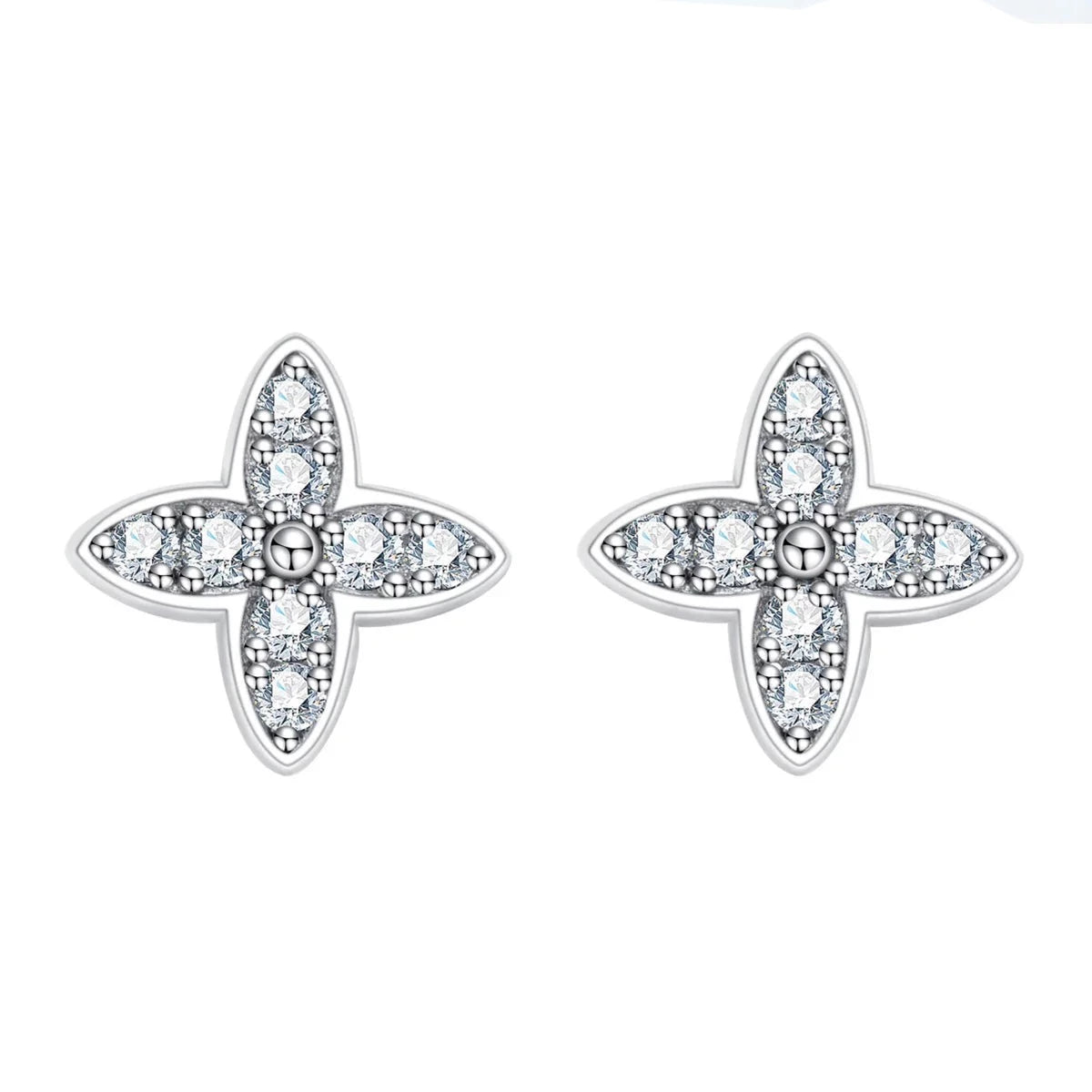 Cross Moissanite Diamond Stud Earrings Sterling Silver