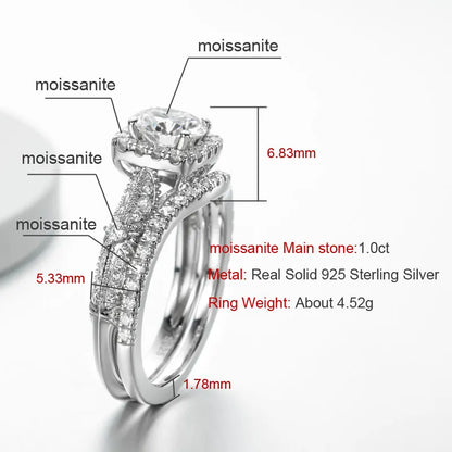 Vintage Halo Design Moissanite Ring Set