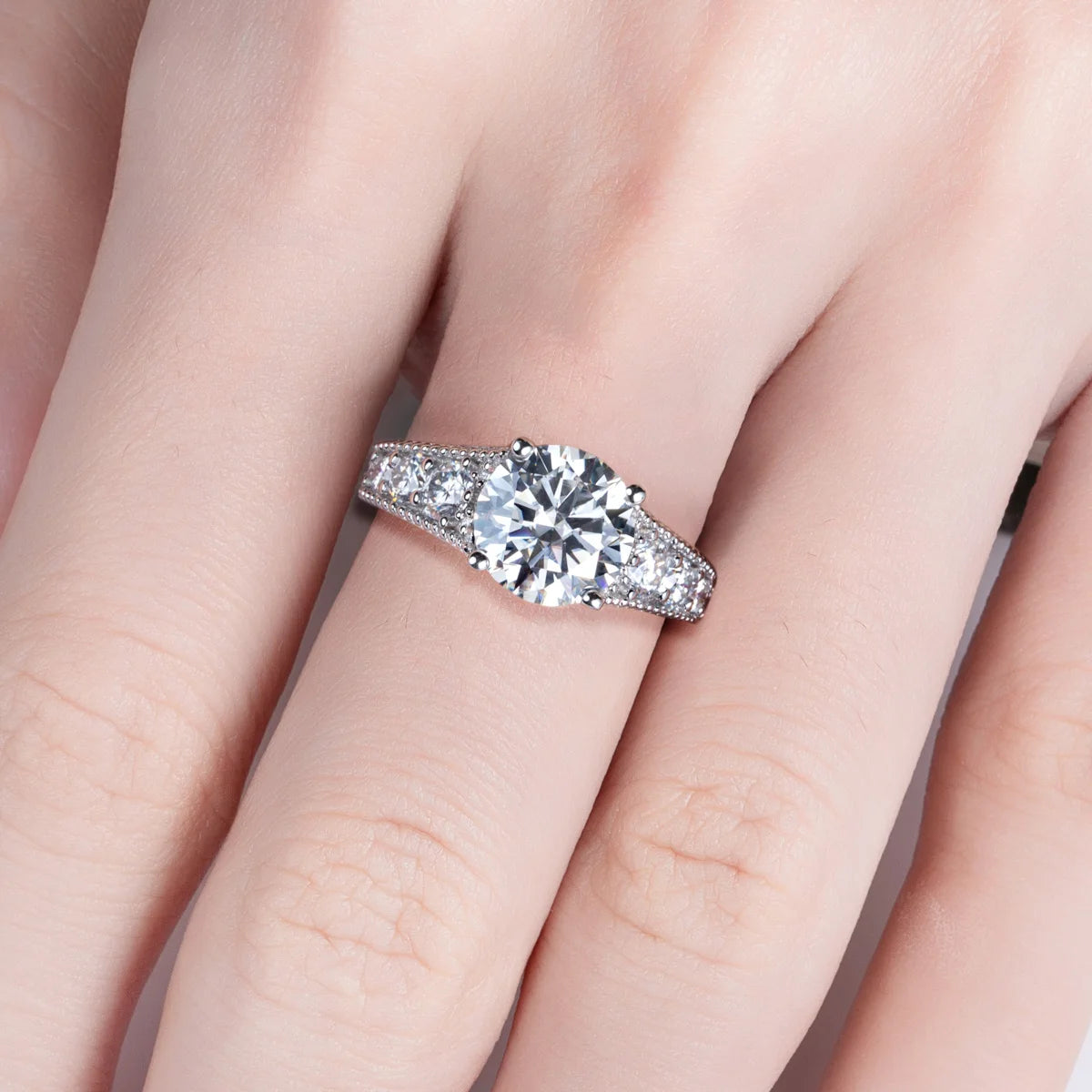 Sterling Silver Moissanite Diamond Ring AU