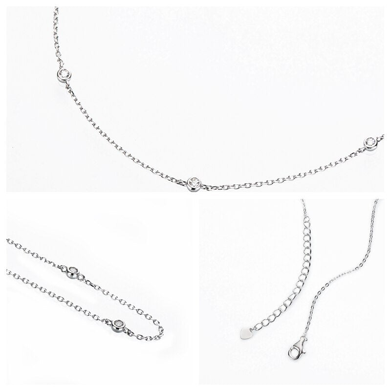 40cm sterling silver necklace bezel set moissanite diamonds UK Holloway Jewellery