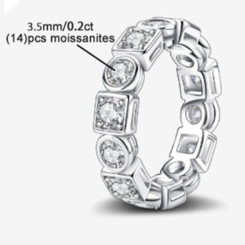 Moissanite Diamond Ring Sterling Silver Men Women