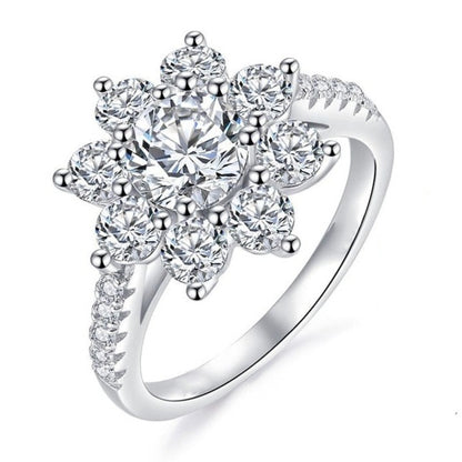 Lotus Flower Moissanite Diamond Sterling Silver Ring