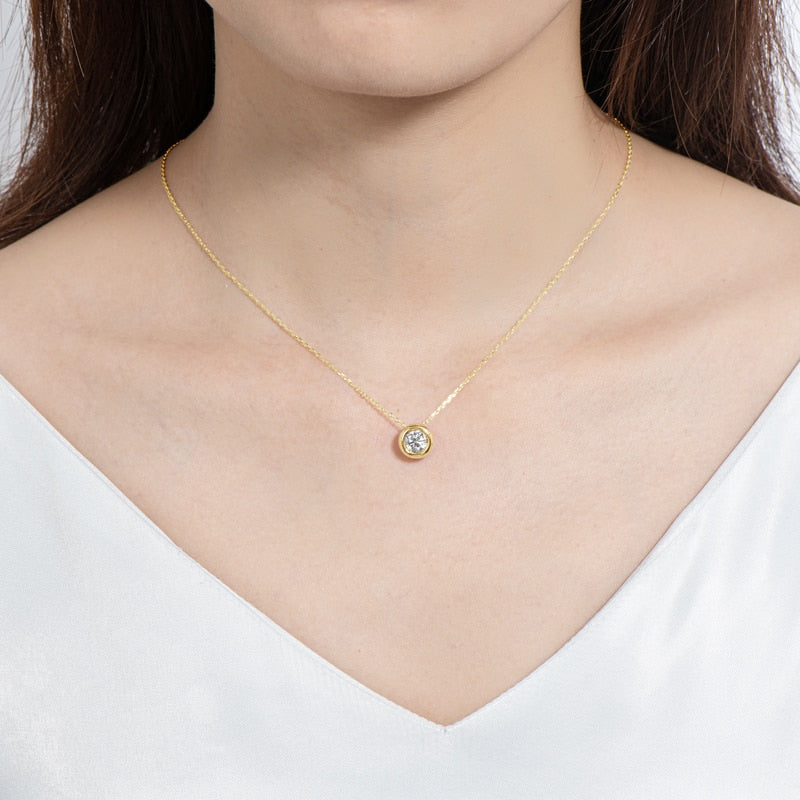 Gold Colour Necklace Holloway Jewellery Bezel Setting 1 carat Moissanite Diamond