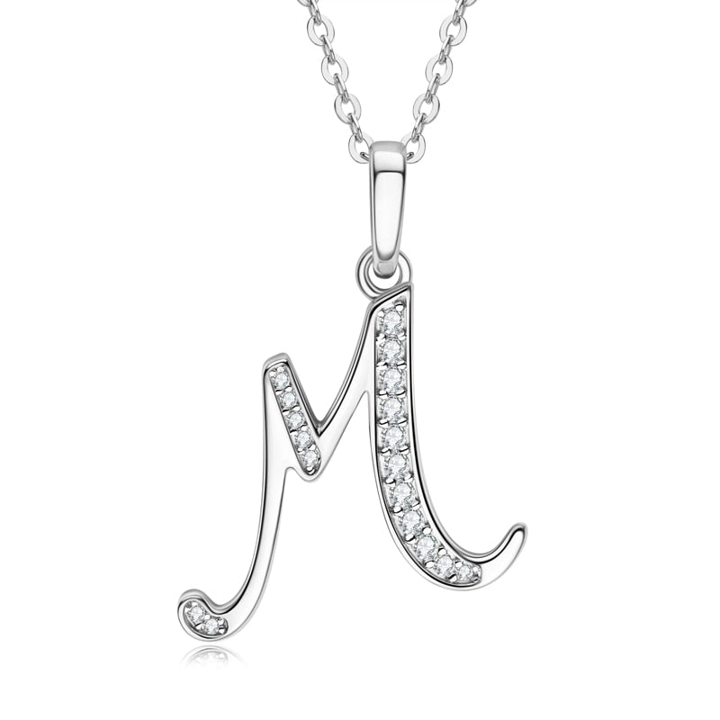 Moissanite Diamond Sterling Silver Initial Necklace USA