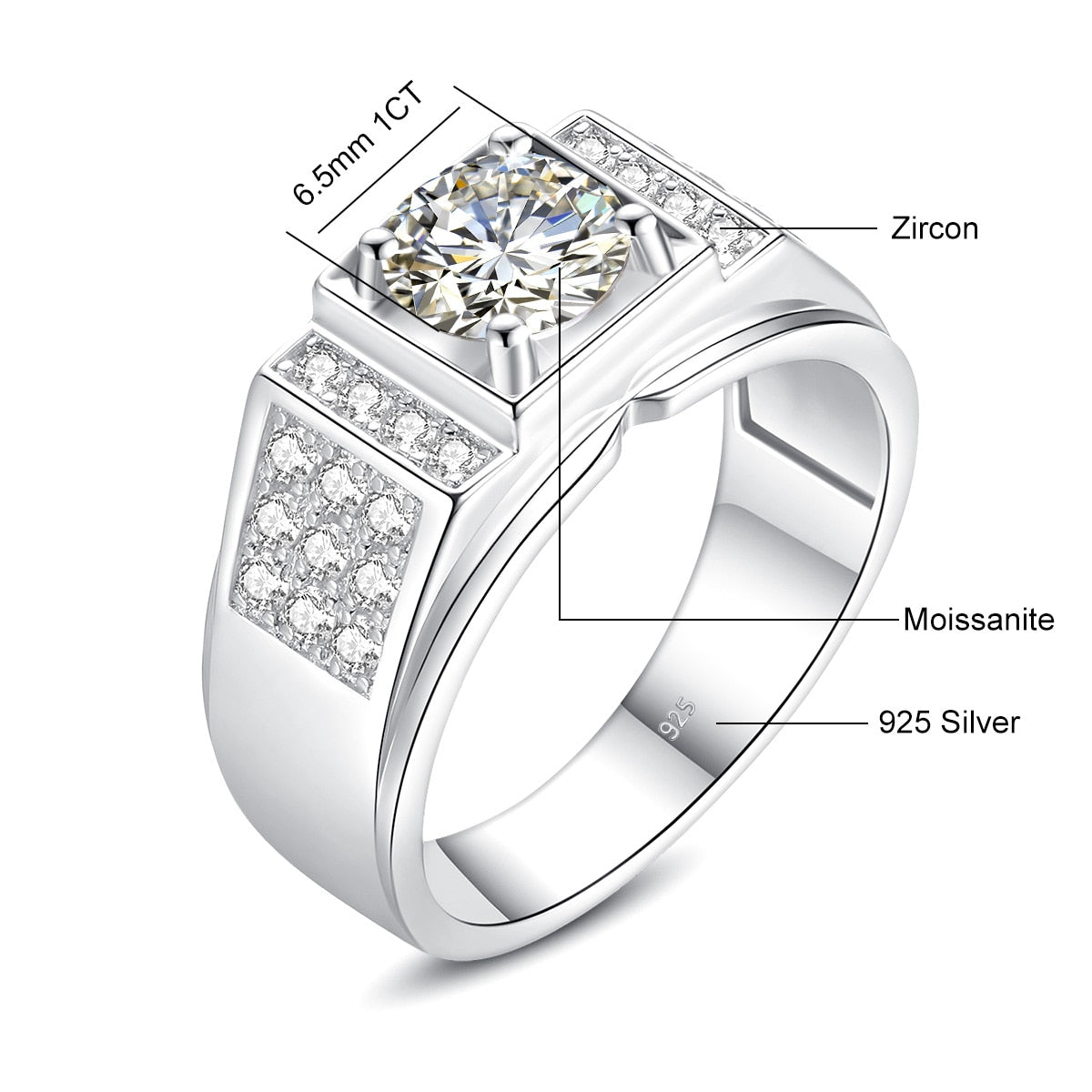 Moissanite Diamond Sterling Silver Ring UK