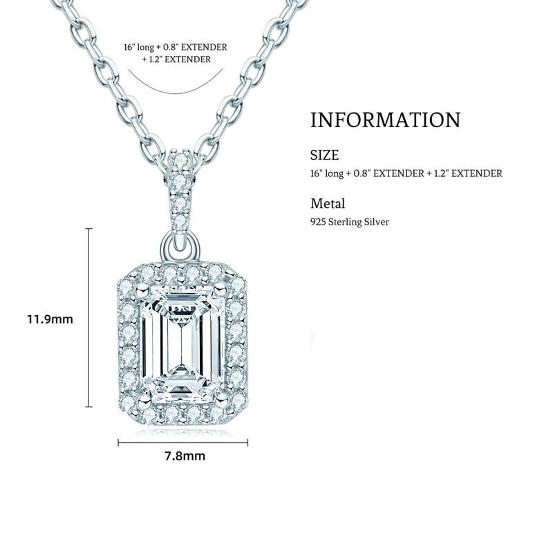 Emerald Cut Moissanite Diamond Necklace NZ