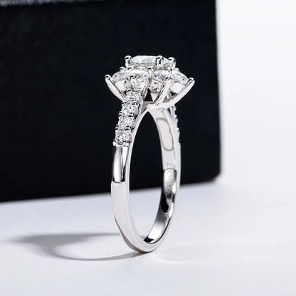 Holloway Jewellery UK Moissanite Diamond Flower Halo Ring