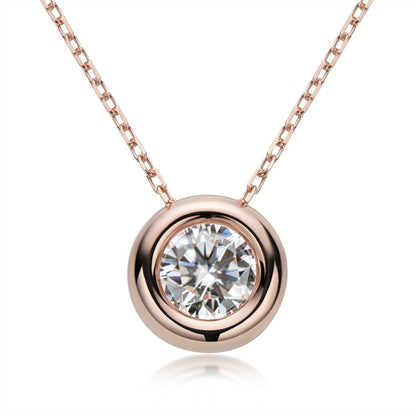 Rose Gold Colour 1 carat Moissanite diamond bezel set pendant necklace Holloway Jewellery