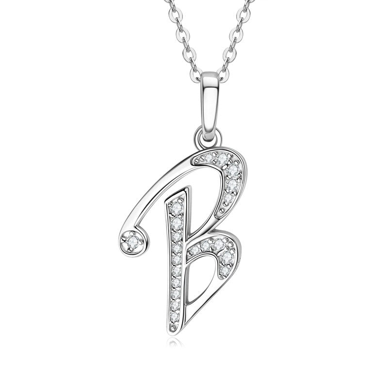 A-Z Letter Necklace Initial Moissanite Diamond Sterling Silver Pendant Necklace UK