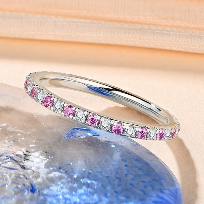 Pink Sapphire Moissanite Diamond Ring NZ
