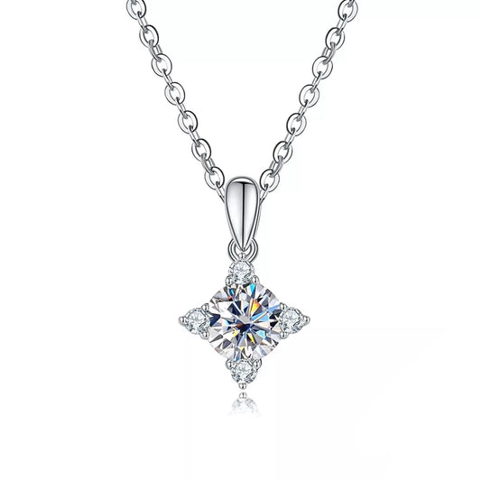 1ct Moissanite Diamond Star Pendant Necklace Sterling Silver