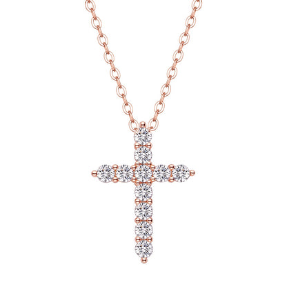 Moissanite Cross Necklace Sterling Silver