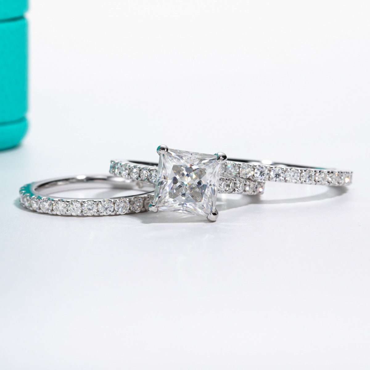 Princess Cut Moissanite Diamond Ring Set US