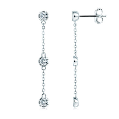 Moissanite Diamond Drop Earrings Bezel Set UK