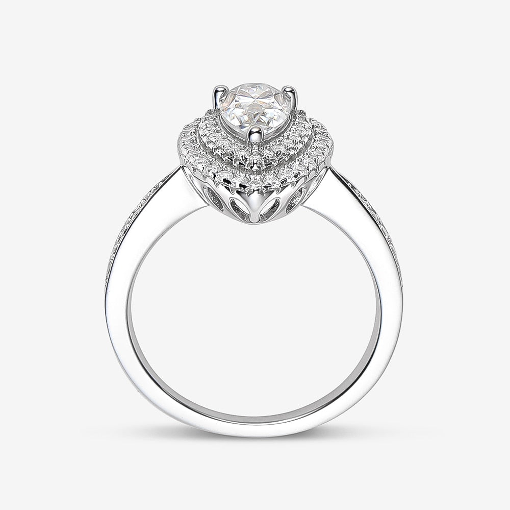 Moissanite Diamond Halo Pear Shape Ring