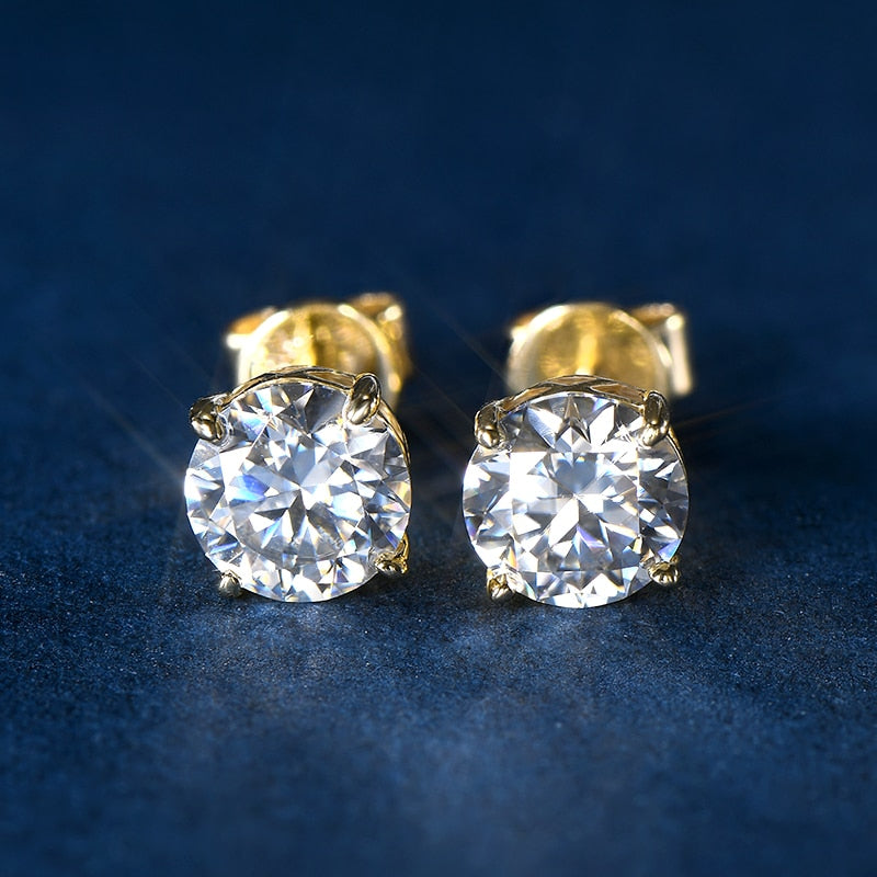 Mens yellow gold diamond on sale earrings