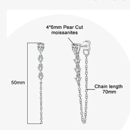 Pear Shape Moissanite Diamond Dangle Drop Earrings 