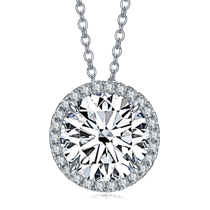 5 Carat Moissanite Diamond Sterling Silver Pendant Necklace 