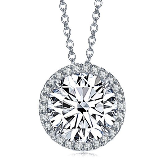 5 Carat Moissanite Diamond Sterling Silver Pendant Necklace 
