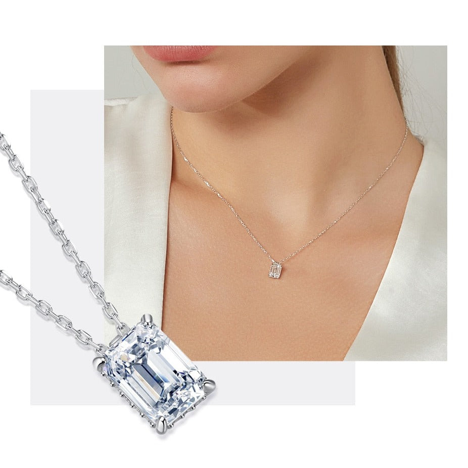 Sterling SIlver Moissanite Diamond Pendant Necklace