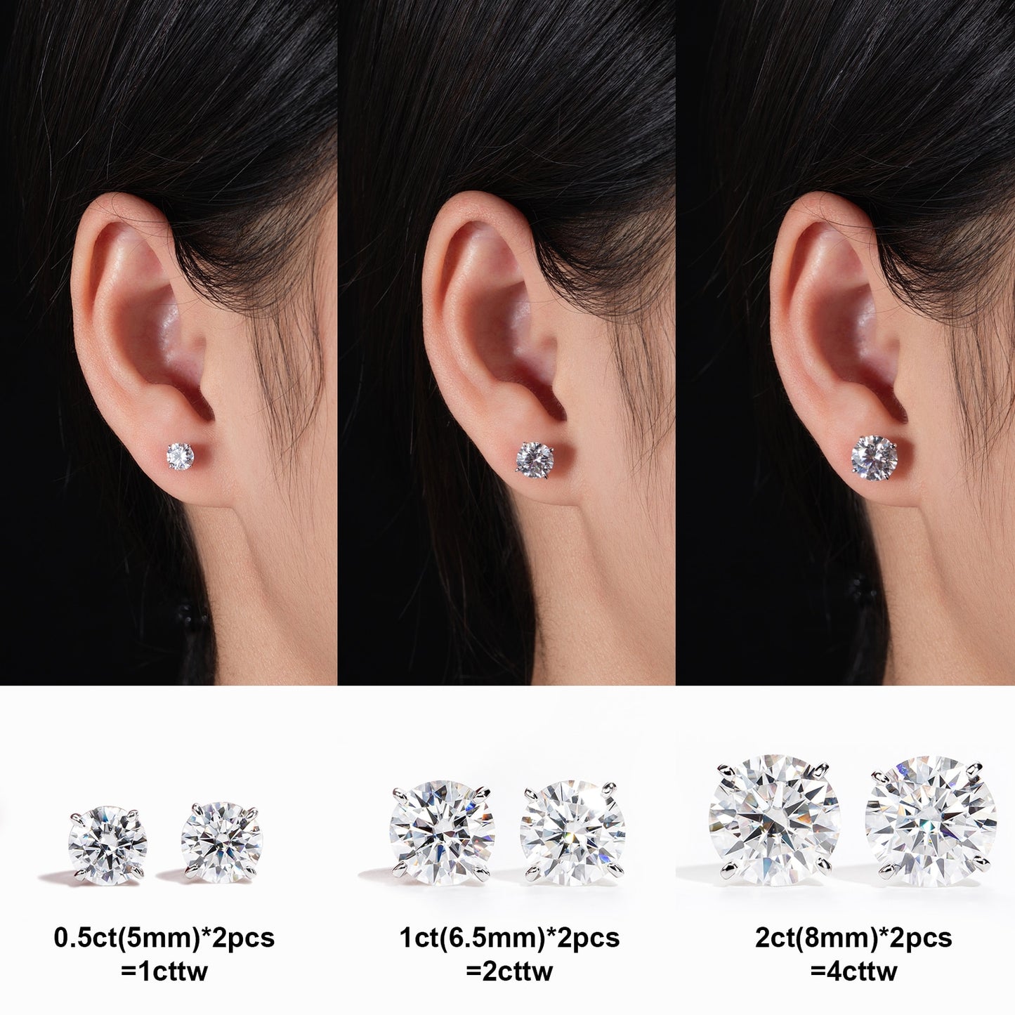 diamond stud earrings moissanite affordable diamond alternative Holloway Jewellery