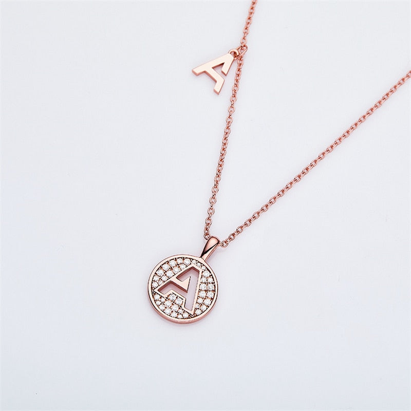 Moissanite Initial Necklace Pendant 925 Sterling Silver 18K Rose Gold Plated