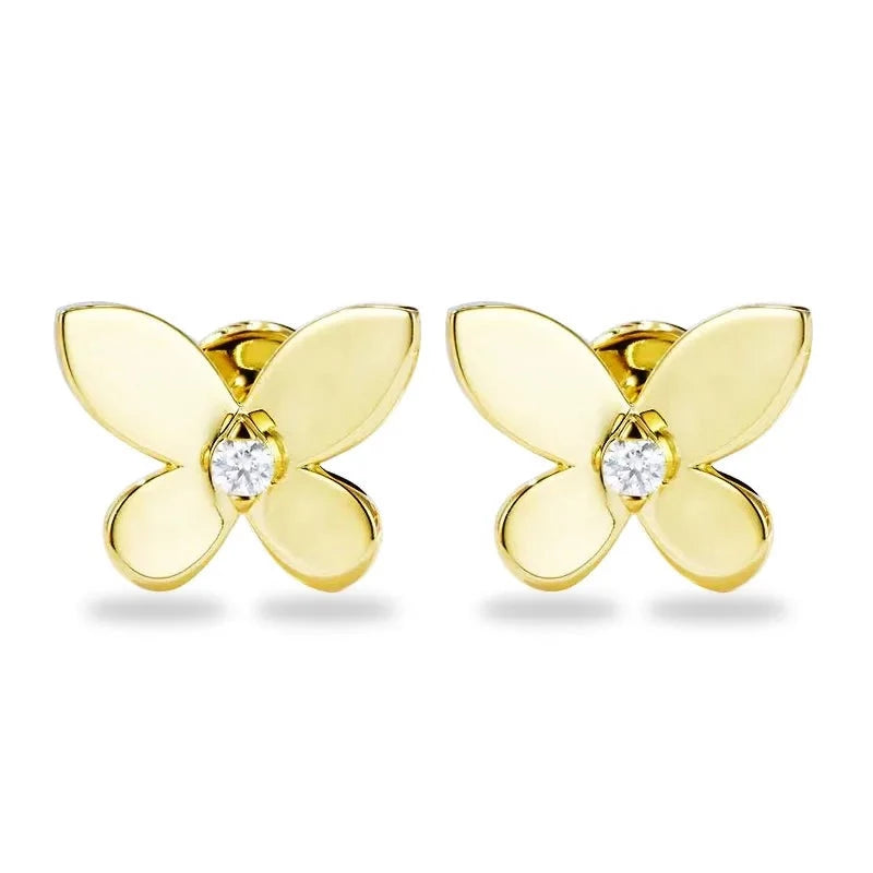 Butterfly Moissanite Diamond Stud Earrings Sterling Silver