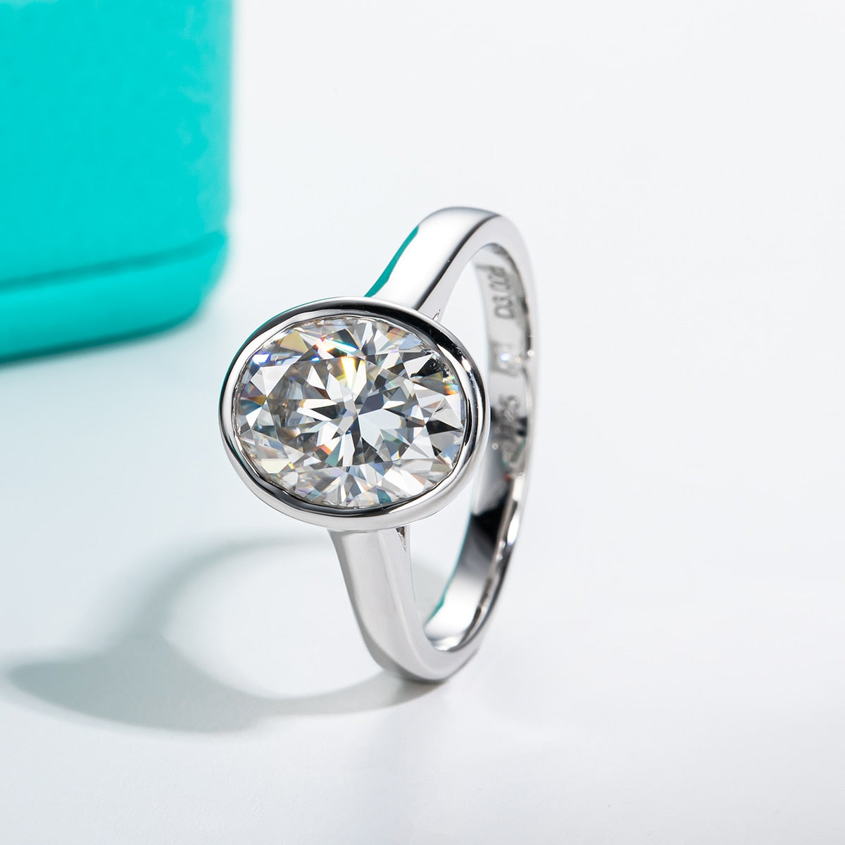3 Carat Oval Shape Moissanite Diamond Engagement Ring Sterling Silver