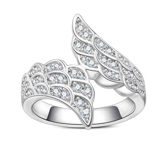 Angel Wings Moissanite Diamond Ring Sterling Silver