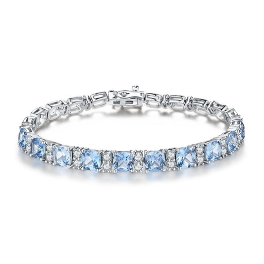 6mm tennis bracelet created blue gemstone and moissanite diamonds Holloway Jewellery