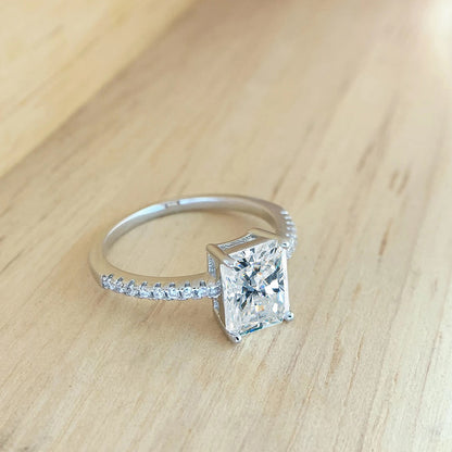 Holloway Jewellery Moissanite Diamond Sterling Silver Engagement Ring 