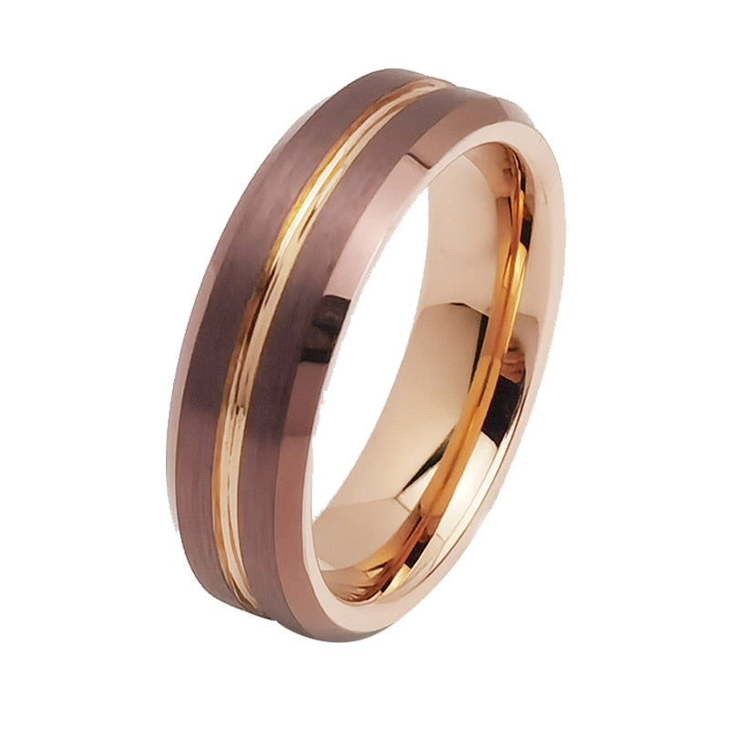 6mm rose gold colour tungsten ring groove design Holloway Jewellery AUS