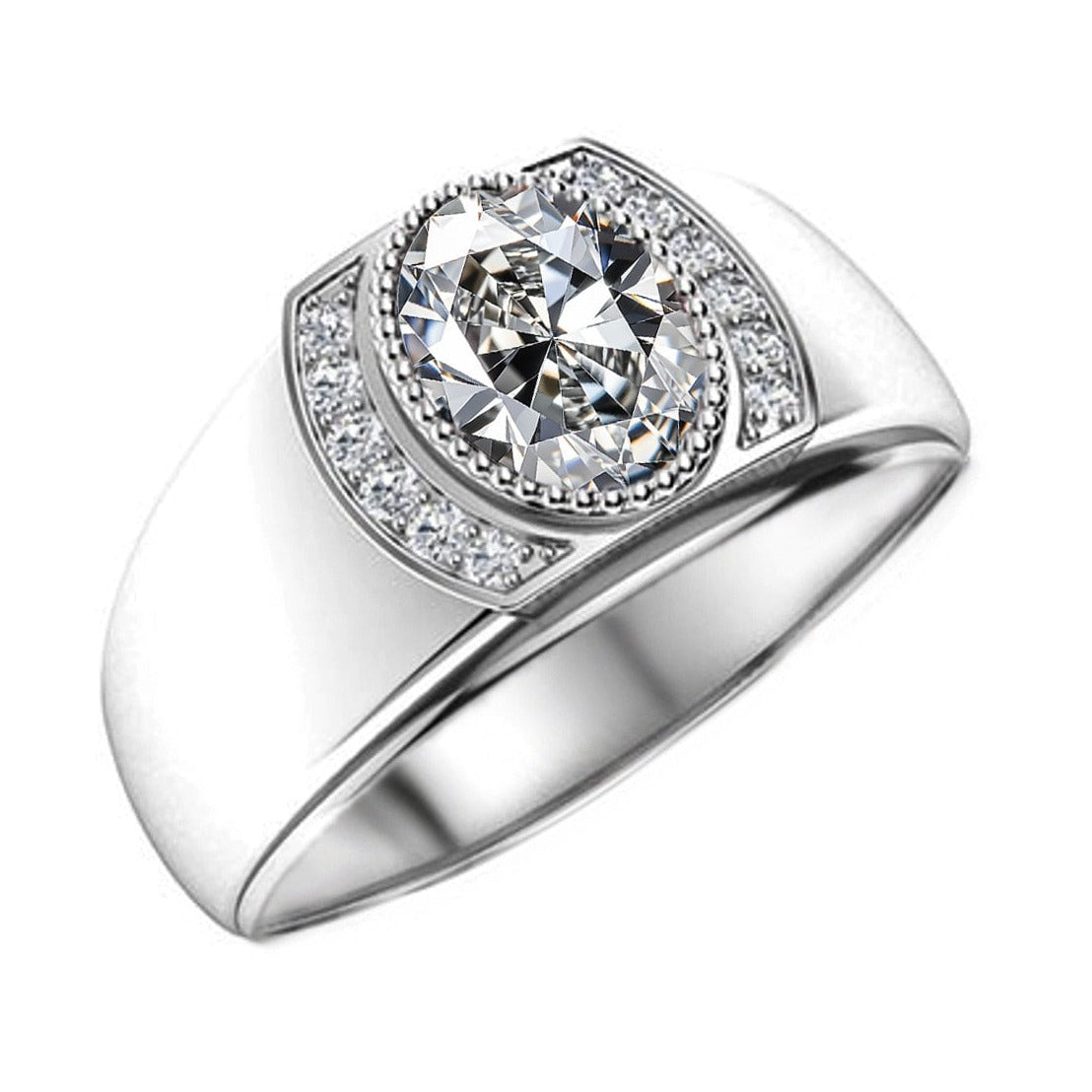 Holloway Jewellery Mens Oval Cut Moissanite Diamond Ring UK