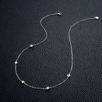 4mm bezel set moissanite diamond necklace