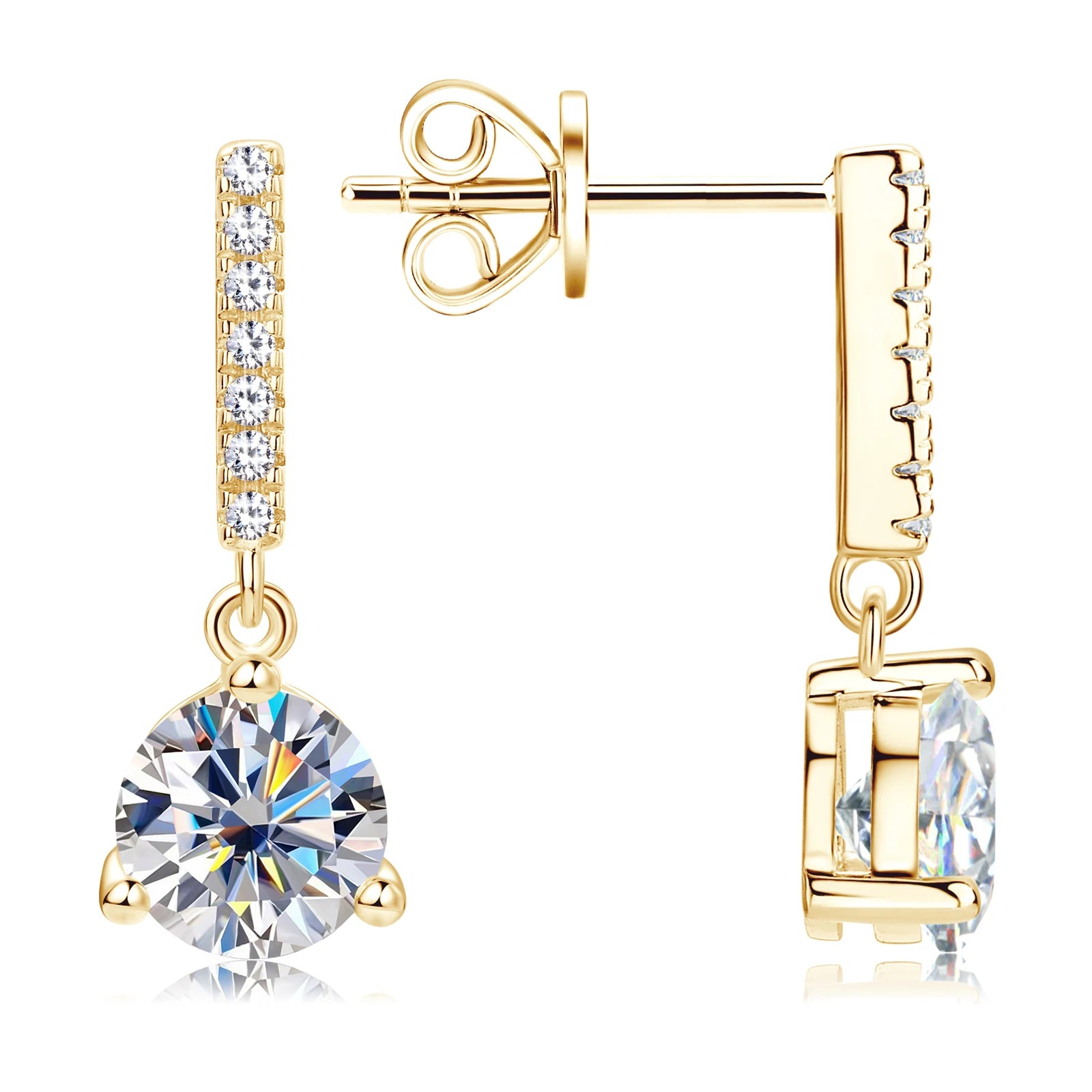 Holloway Jewellery UK 1 Carat Dangle Drop Moissanite Diamond Earrings Sterling Silver