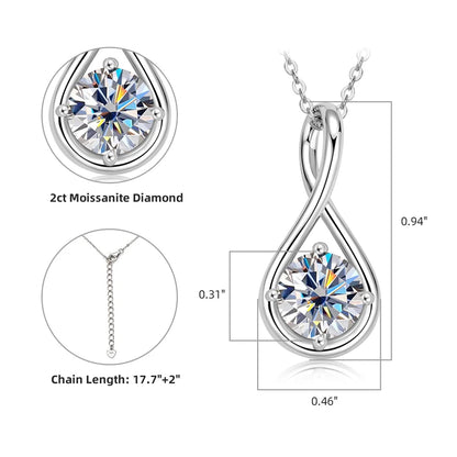 2ct Moissanite Diamond Infinity Pendant Necklace