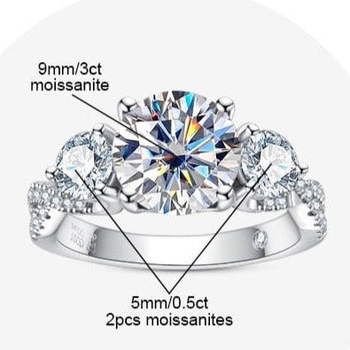 Moissanite Diamond Engagement Ring three stone moissanite ring