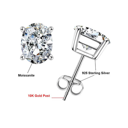 Oval Cut Moissanite Diamond Stud Earrings Free Shipping UK