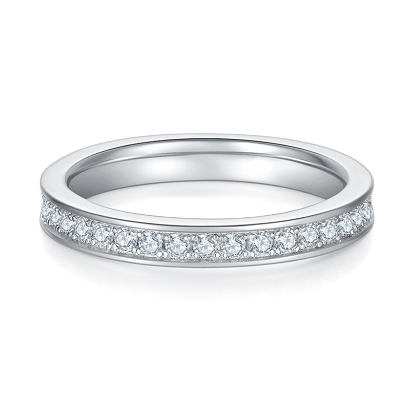 moissanite eternity ring silver platinum plated Holloway Jewellery